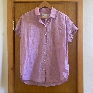 LOLA RIVER • Short Sleeve Button Down Shirt - M